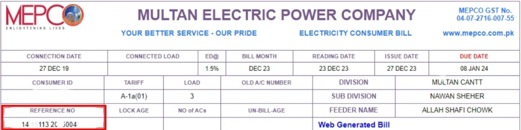 MEPCO bill online 